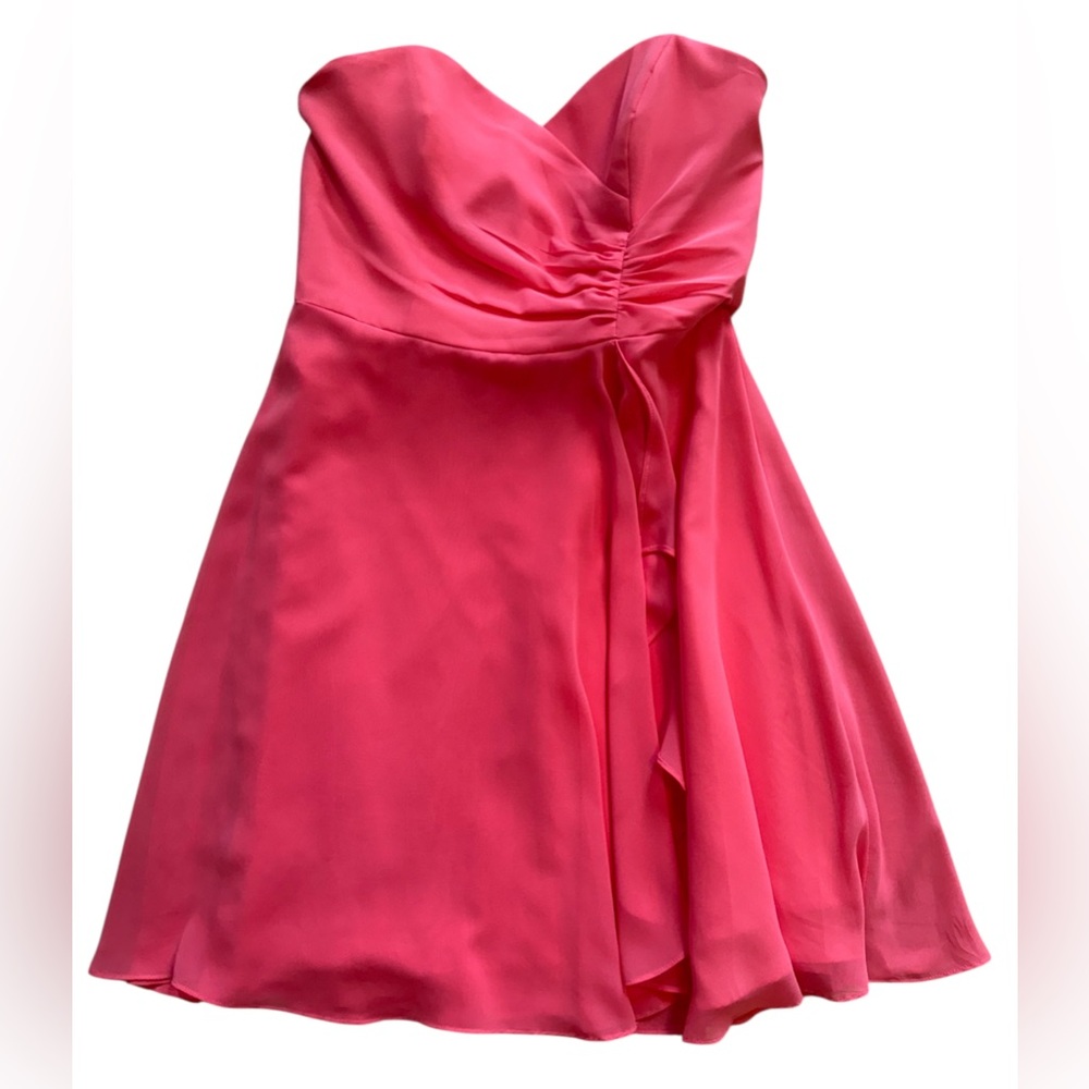 Alfred Angelo Strapless Pink Ruched Mini Cocktail/Wedding Dress sz12
